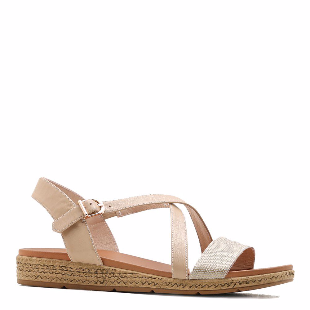 Босоніжки на низькому ходу, Бежевий
Босоніжки на низькому ходу, Бежевий