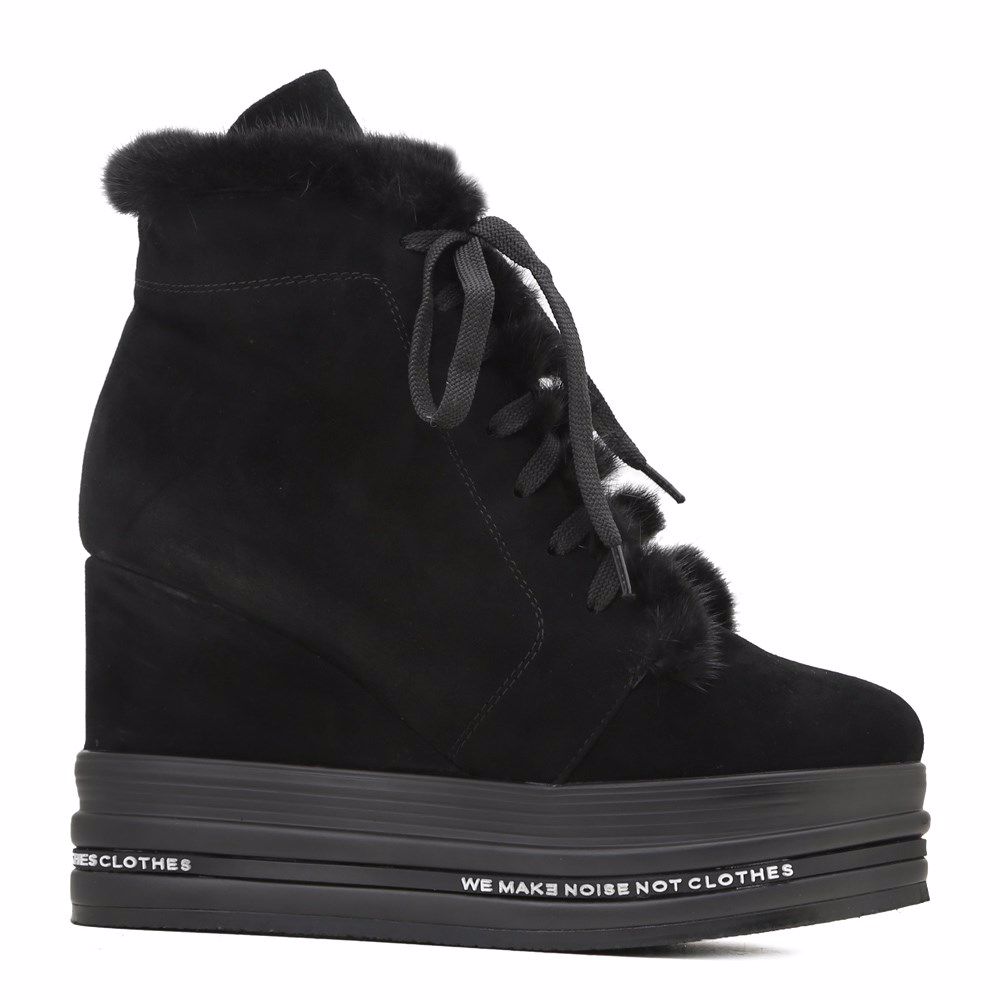 Ботинки зимние на платформе, Чорний 
Ботинки зимние на платформе, Чорний