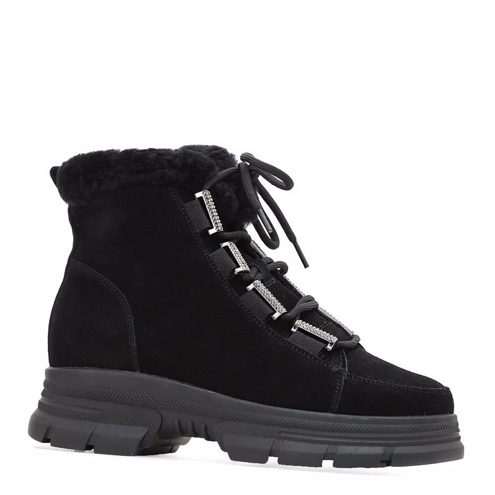 Черевики зимові на низькому ходу, Чорний 
Черевики зимові на низькому ходу, Чорний