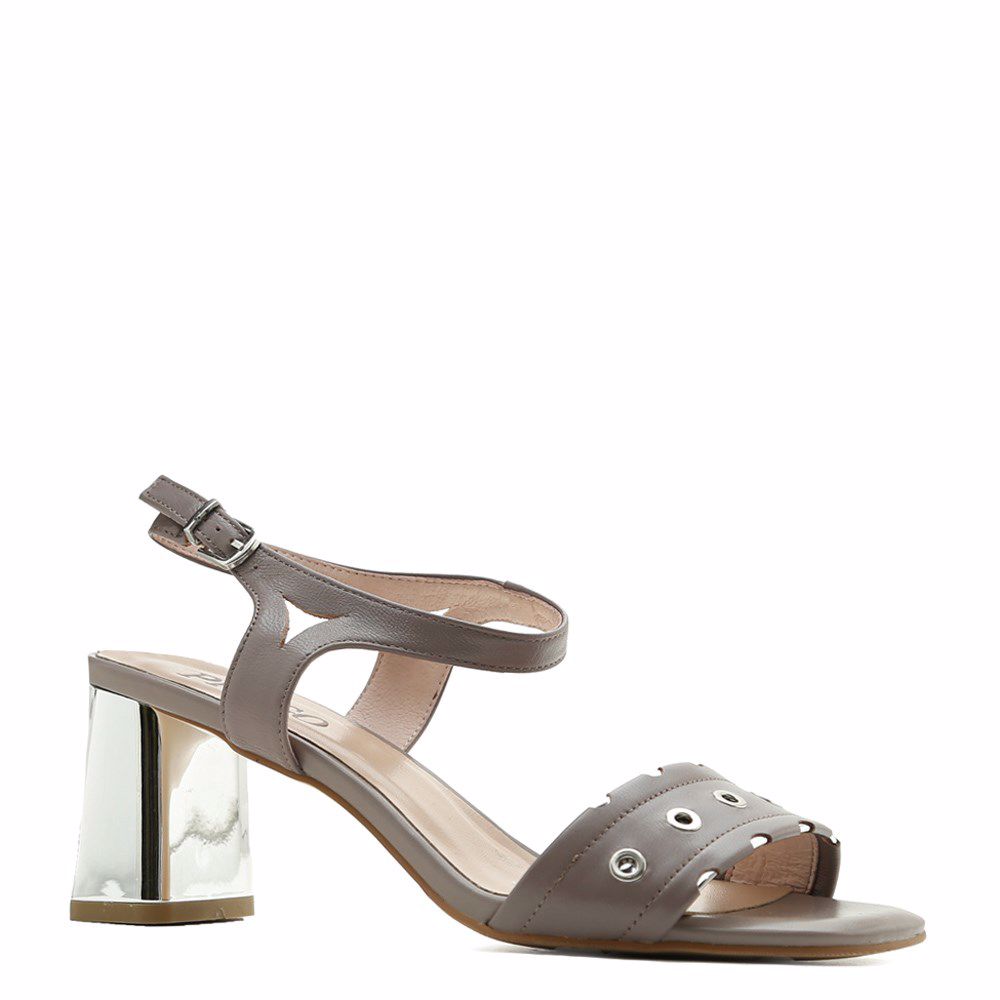 Босоножки на каблуке, Серый 
Босоножки на каблуке, Серый