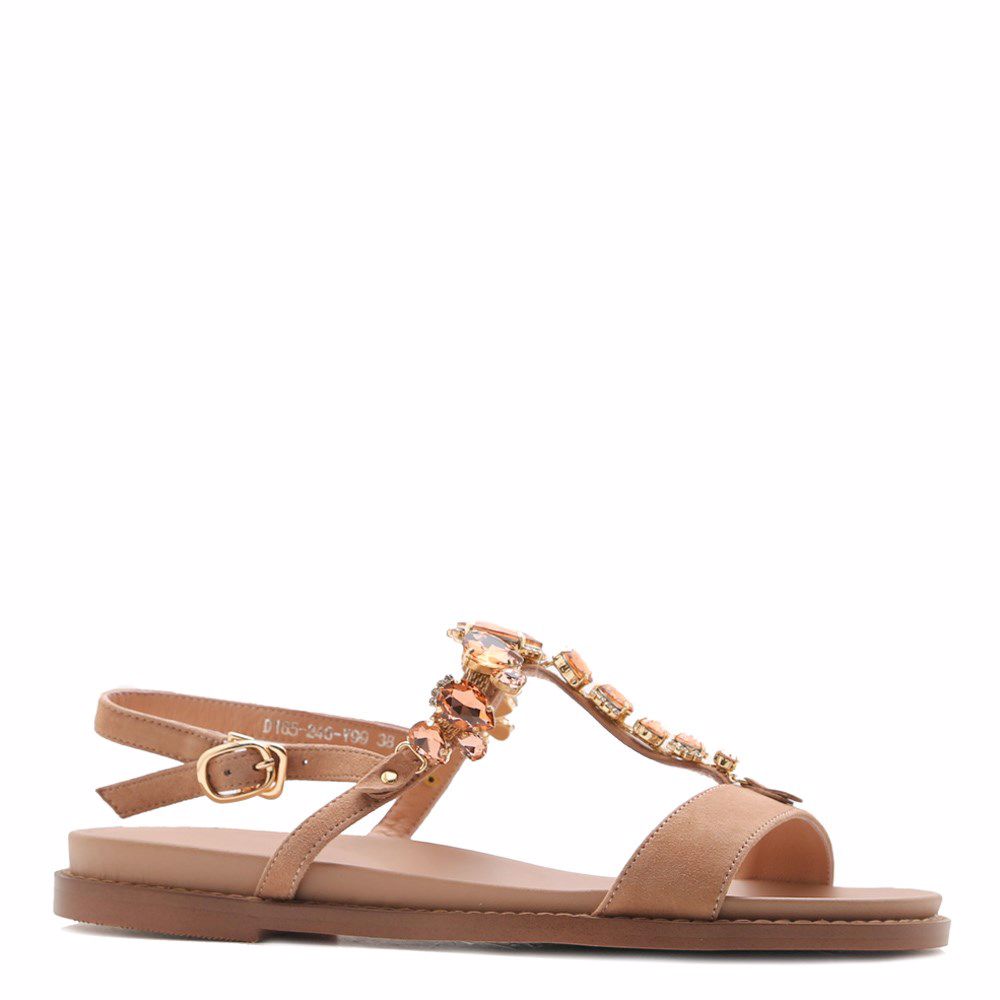 Босоніжки на низькому ходу, Бежевий 
Босоніжки на низькому ходу, Бежевий