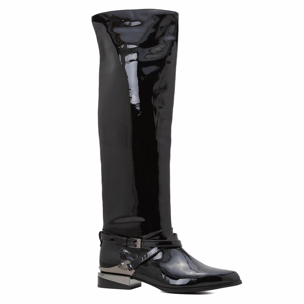 Ботфорти осінні на низькому ходу, Чорний 
Ботфорти осінні на низькому ходу, Чорний