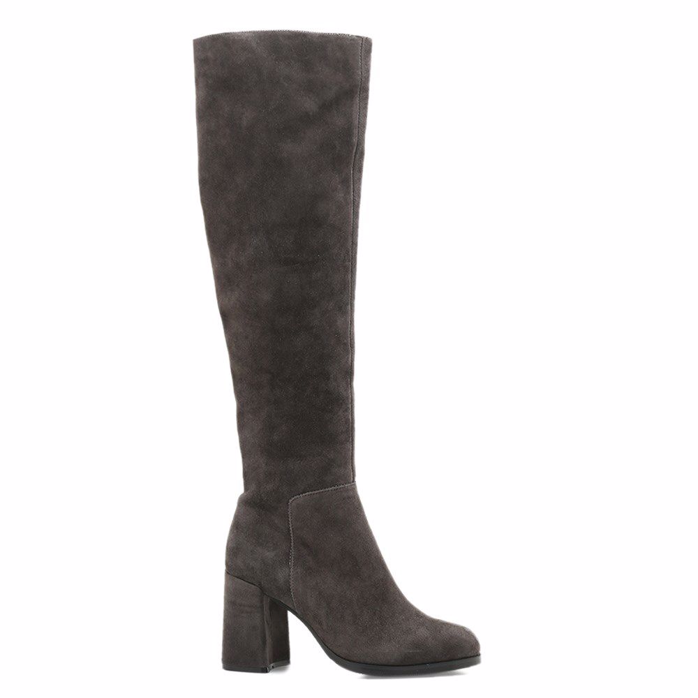 Сапоги осенние на каблуке, Сірий 
Сапоги осенние на каблуке, Сірий