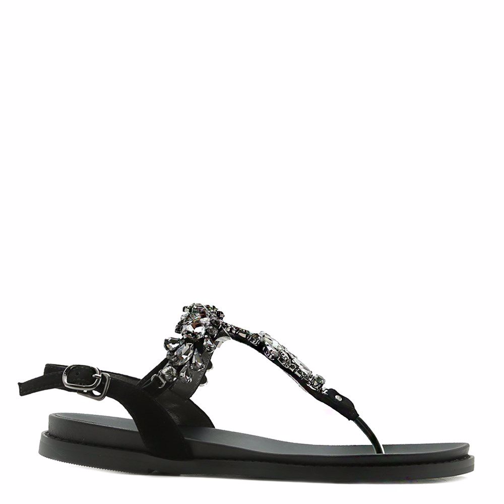 Босоніжки на низькому ходу, Чорний 
Босоніжки на низькому ходу, Чорний