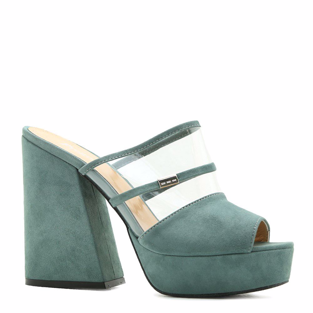 Шльопанці на підборах, Бірюзовий
Шльопанці на підборах, Бірюзовий