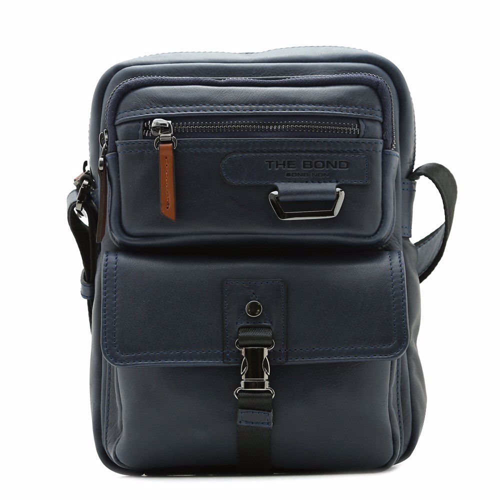 Сумка чоловіча з натуральної шкіри, Синій 
Сумка чоловіча з натуральної шкіри, Синій