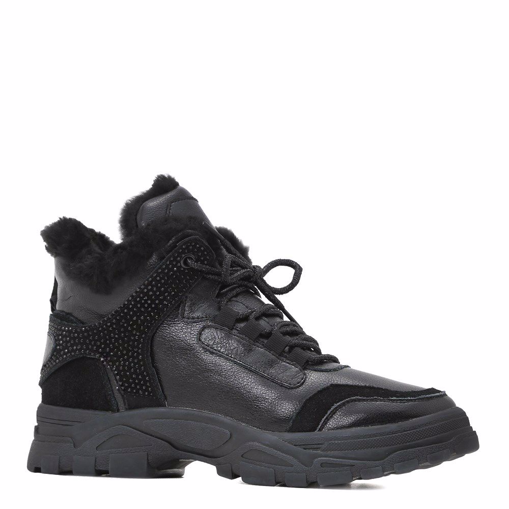 Черевики зимові на низькому ходу, Чорний 
Черевики зимові на низькому ходу, Чорний