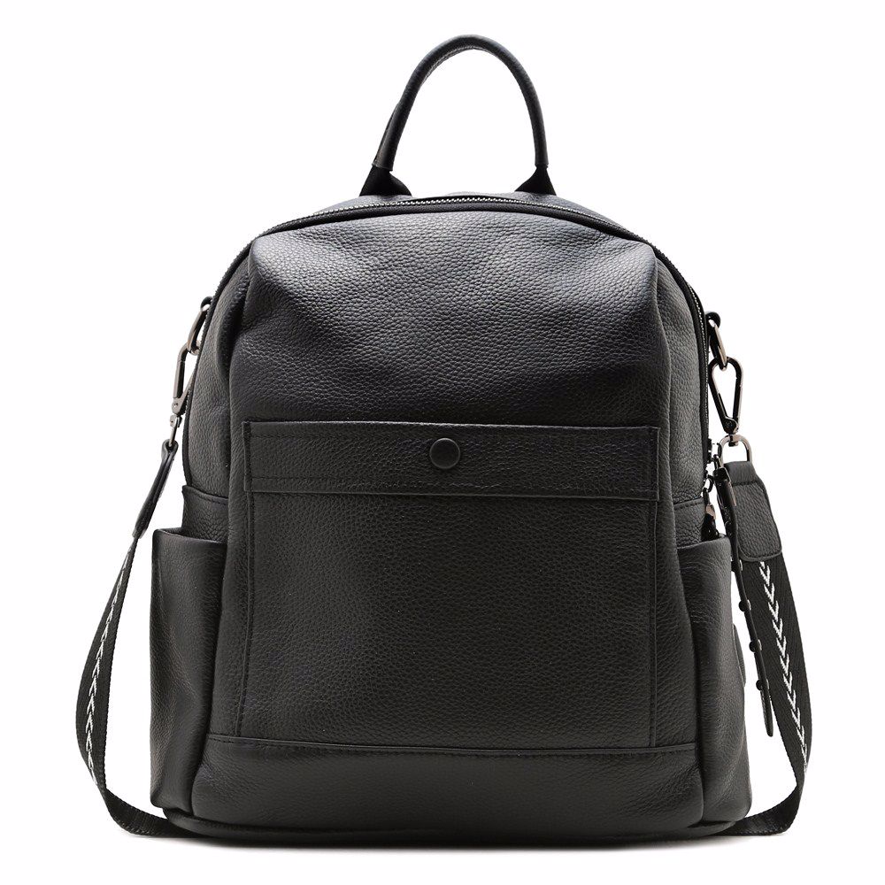 Рюкзак жіночий з натуральної шкіри, Чорний 
Рюкзак жіночий з натуральної шкіри, Чорний