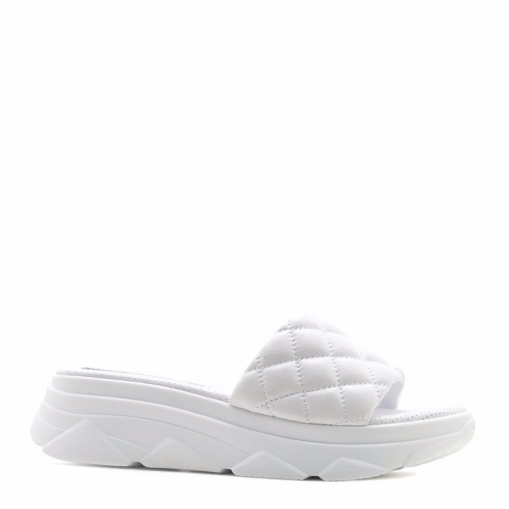 Шльопанці на платформі prego, Білий